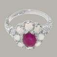thumbnail image 5 of LBG British Made 14k White Gold Natural Ruby & Opal Womens Promise Ring - 33 size options - Size 4.5, 5 of 8