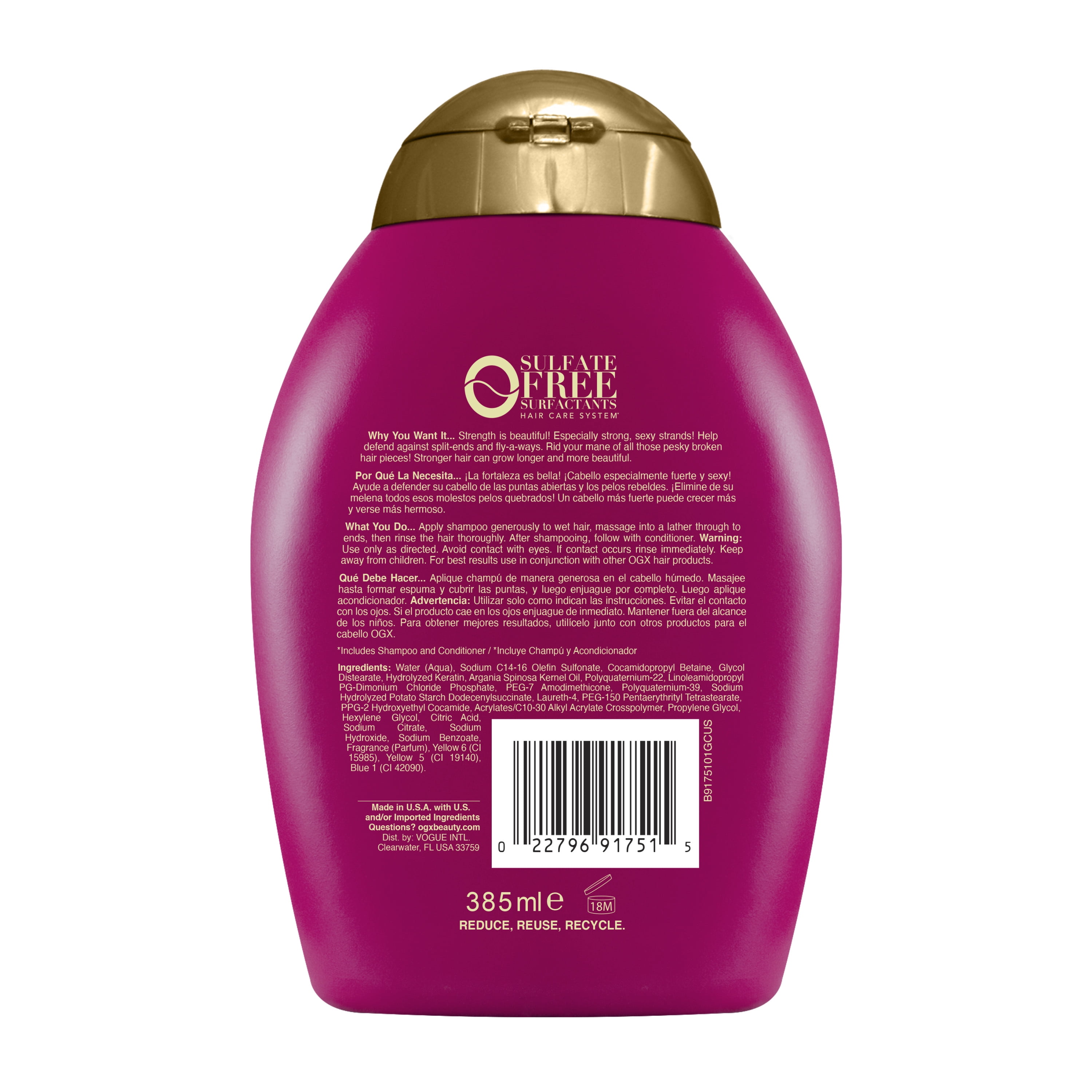 OGX + Oil Fortifying Anti-Frizz Shampoo for Damaged Hair & Split Ends, with Keratin Proteins & Argan Oil, Paraben-Free, Sulfate-Free Surfactants, 13 fl. oz - Walmart.com