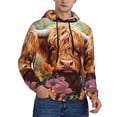 thumbnail image 2 of Lsque Countryside Colorful Floral Cow Pattern Casual Men's Hoodie,Hooded Sweatshirt with Kangaroo Pocket,Pullover Hoodie-X-Large, 2 of 7