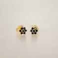 thumbnail image 2 of 1 Ct Round Cut Natural Moissanite Black Diamond Flower Stud Earrings 14K Yellow Gold Plated, 2 of 5