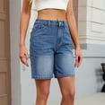 thumbnail image 5 of HBGVBA Bermuda Shorts for Women,Jean Shorts for Women,Denim Pocket Elastic Waist Casual Knee Length Denim Wear Summer Shorts, 5 of 5