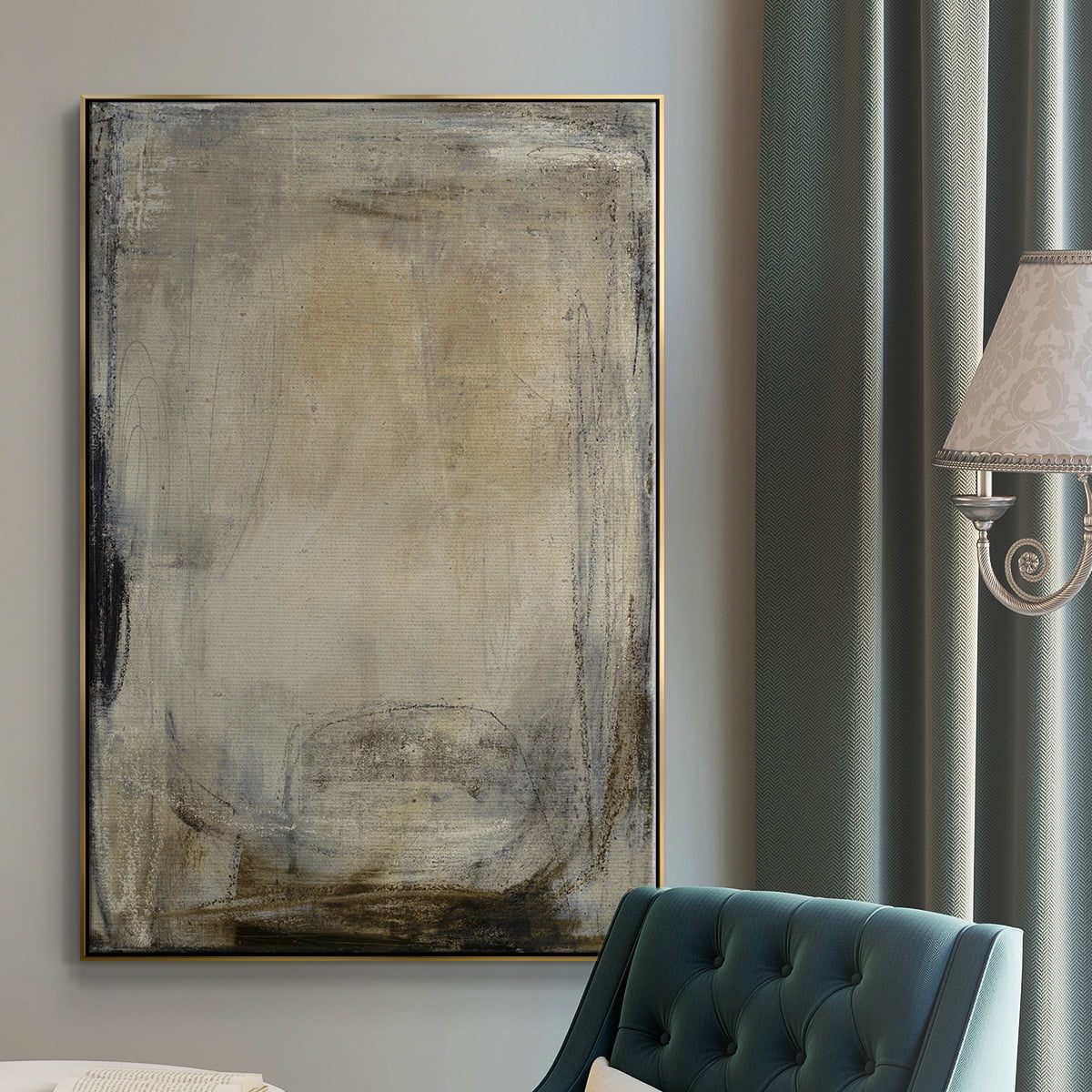 This is the Picture Framed Premium Gallery Wrapped Canvas - Ready to Hang - 17 x 25 - Gold Floating Frame