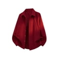 thumbnail image 2 of JTieacloth 2026 Men's Large Size Patchwork Solid Color Casual Loose Sleeve Collar Shirt Button Down Shirt for Men Red, 2 of 4