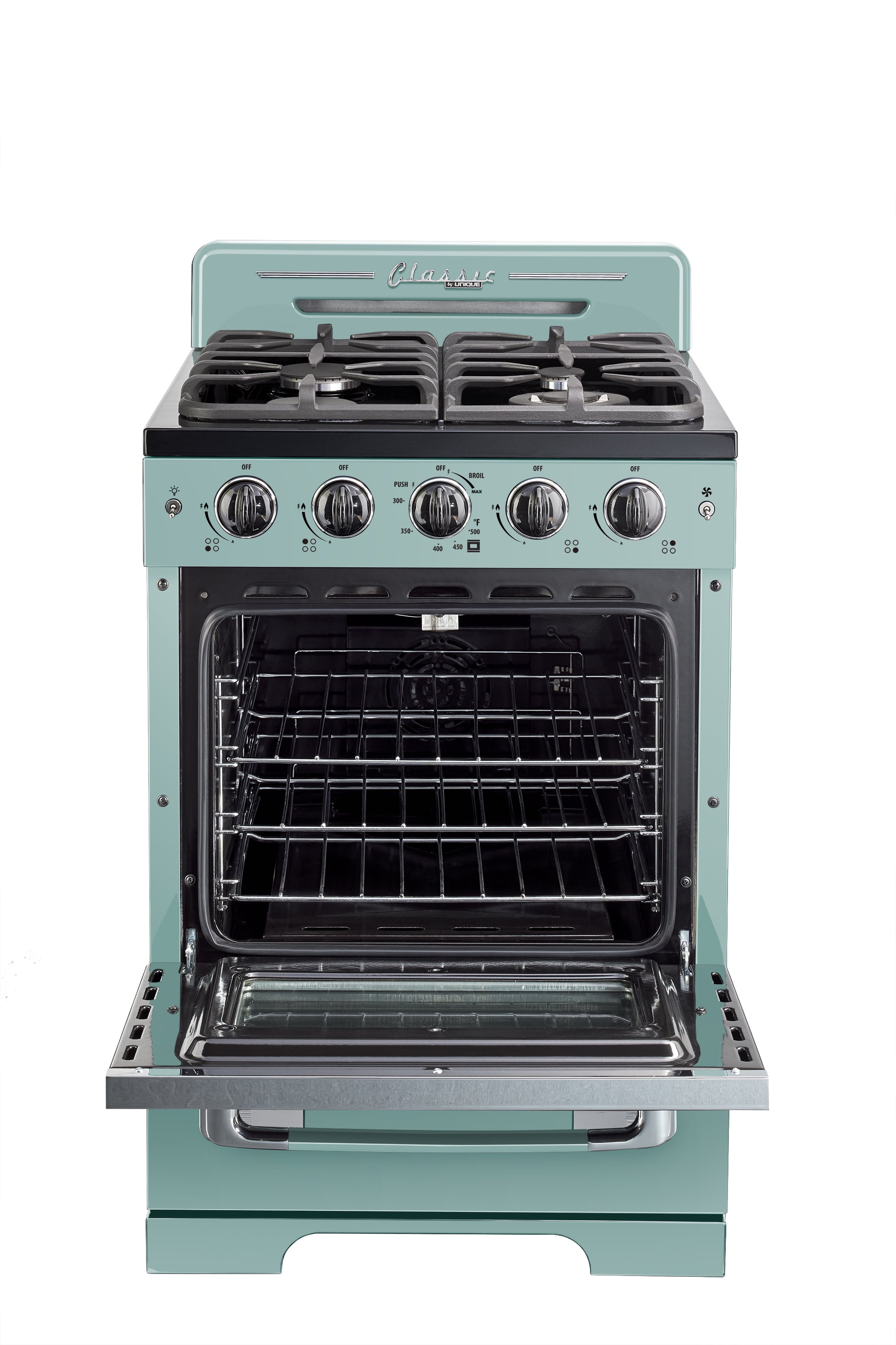 Unique Classic Retro 24" 2.9 cu/ft Freestanding Gas Range with Convection Oven and Sealed Burners