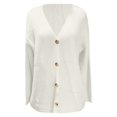 thumbnail image 5 of Wang6 Womens Lightweight Plus Size Cardigan Sweaters Fall Red Open Front Button down Knit Sweater Elegant Long Sleeve Loose Knitted Tops Ladies V Neck Solid Outwear White XL, 5 of 5