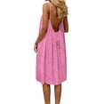thumbnail image 2 of Maqroz Midi Dresses for Women Solid Spaghetti Strap Backless Loose Midi Length Sundress Soft Cotton Summer Beach Vacation Travel Wedding Guest Dresses Hot Pink XXXL, 2 of 6