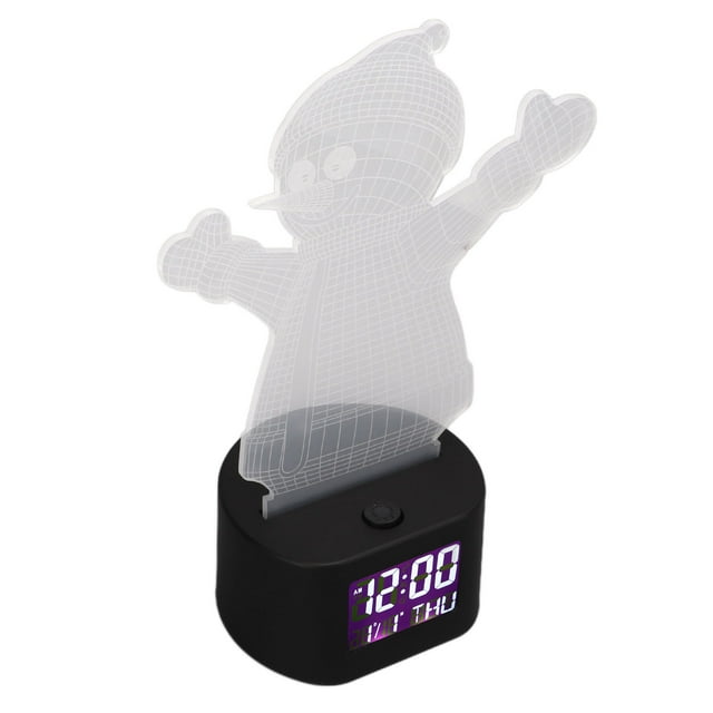 3D Snowman Acrylic Night Light, Digital Clock LED Night Light Alarm Clock Colorful Light For Home