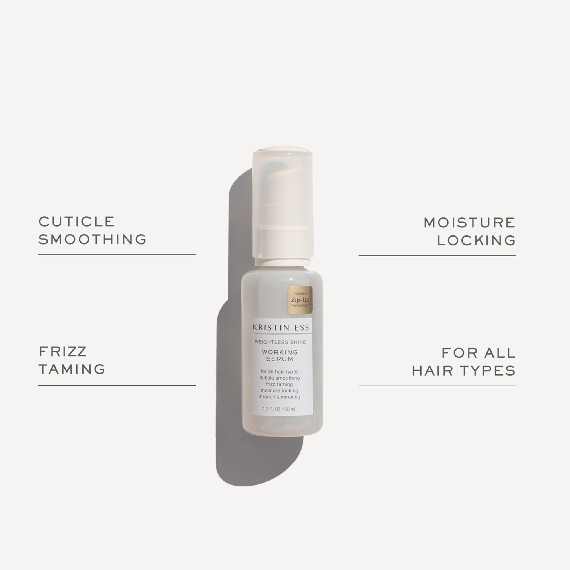 Kristin Ess Hair Weightless Shine Working Serum with Jojoba Oil,  Frizz Control, Hair Smoothing + Moisturizing, 1.7oz