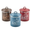 Ayesha Collection Enamel on Steel 4-Inch by 4-Inch Bacon Grease Can Set of 3 Mixed Colors