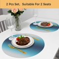 thumbnail image 5 of Blue Teal Grey Ombre Round 13 Inch Placemats Set of 2, Farmhouse Gradient Minimalist HeatResistant Non Slip Place Mats for Dining Table, Wipeable Braided Kitchen Table Mats for Housewarming, 5 of 9