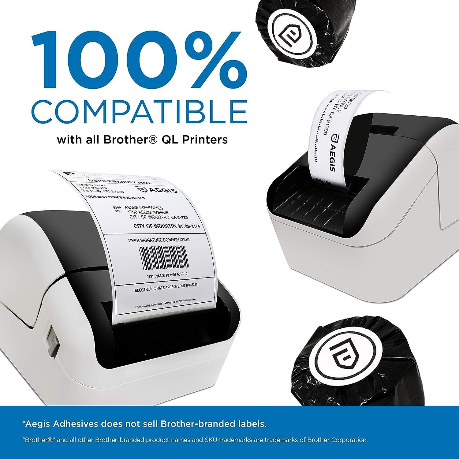 Aegis Adhesives - Compatible Label Replacement for Brother DK-1209 (1.1" X 2.4”) Address & Barcode, Use with QL Label Printers - 12 Rolls + 1 Frame