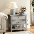 Holliwill 2 Drawer Dressers for Bedroom with Charging Station, Modern Wood Chest of Drawers with Open Storage for Living Room, Hallway, Gray