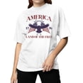 thumbnail image 2 of Patriotic Eagle Freedom Emblem Graphic Women's White T-Shirt, 2 of 3