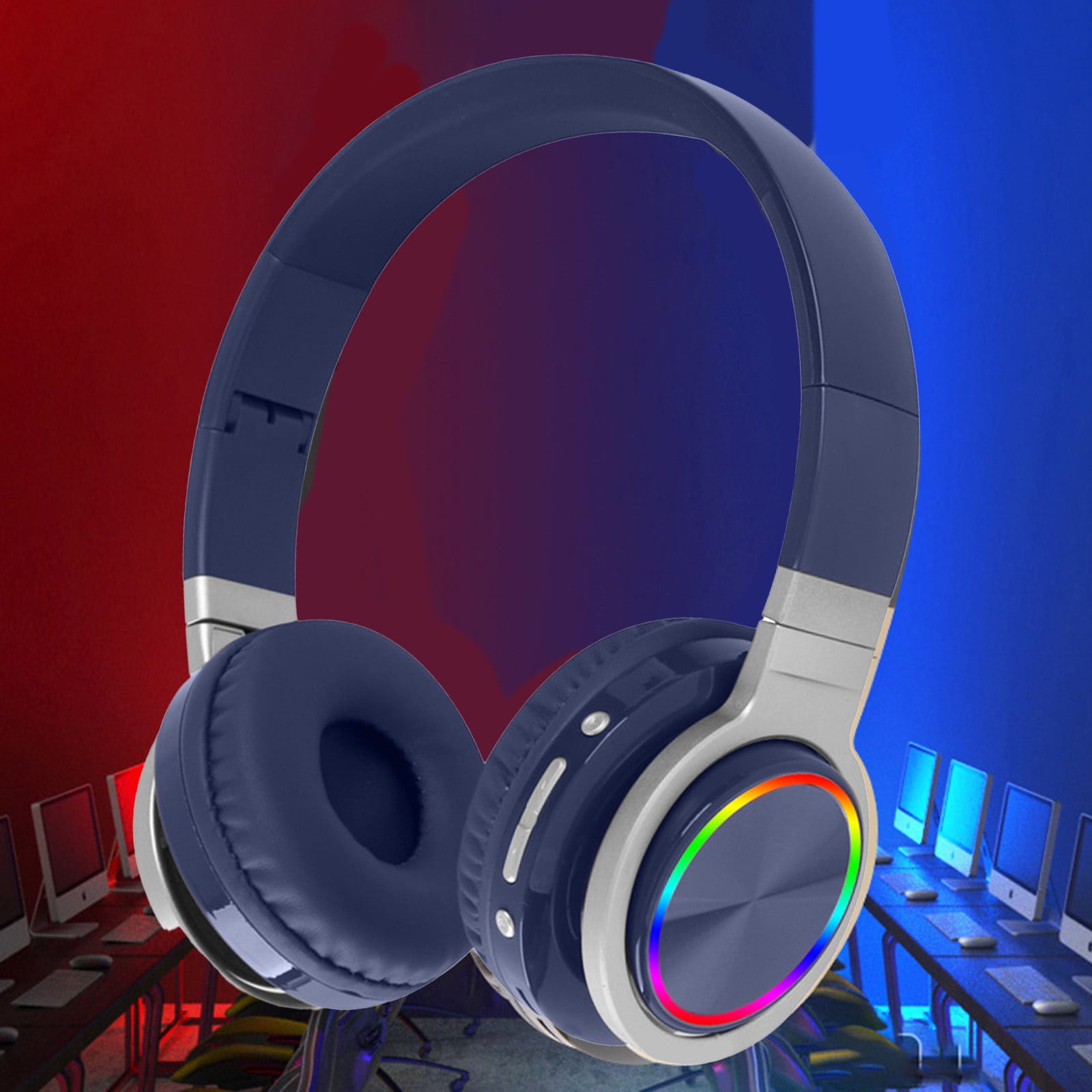 Bluetooth Headphones Over Ear, 65H Playtime and 6 EQ Music Modes Wireless Headphones with Microphone, HiFi Stereo Foldable Lightweight Headset, Deep Bass for Home Office Cellphone PC Ect.(Blue)