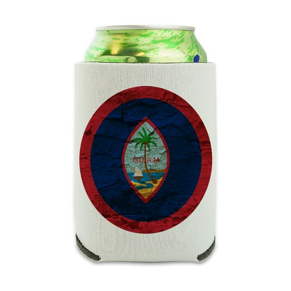 Rustic Distressed Guam Flag Can Cooler - Drink Sleeve Hugger Collapsible Insulator - Beverage Insulated Holder