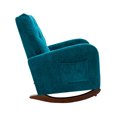 thumbnail image 4 of Accent Rocking Chair, Modern Tufted Upholstered High Back Armchair with Solid Wood Baseand Side Pocket, Comfortable Rocker Glider Chair for Nursery, Living Room, Bedroom, Blue, 4 of 7