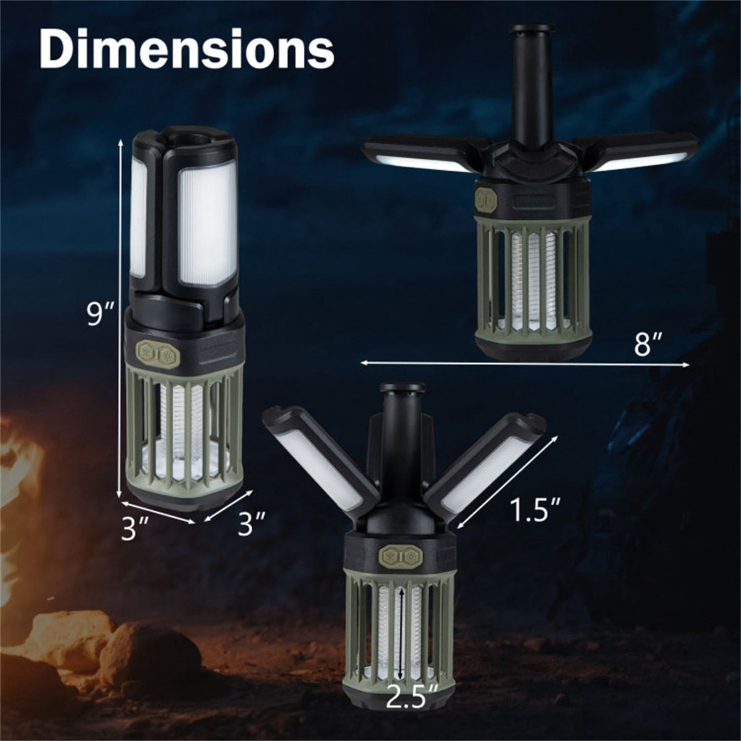 2-in-1 Electric Bug Zapper & Camping Lantern IPX6 Waterproof Rechargeable Mosquito Killer Fly Trap