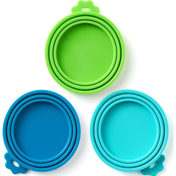 ACDANC 3 Pack Universal Pet Food Can Covers Lids - One fit 3 Standard Size Cans for Cats and Dogs Food Cans - Easy to Clean - Safe Silicone