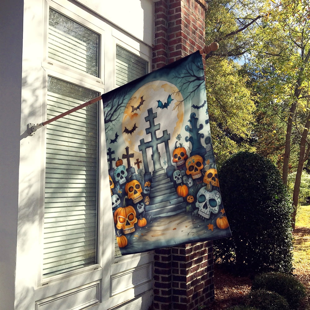 Calaveras Sugar Skulls Spooky Halloween House Flag 28 in x 40 in