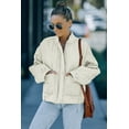 thumbnail image 4 of ABPHQTO Chaqueta interior acolchada caqui con cuello alzado para mujer, 4 of 5