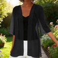 thumbnail image 2 of Noric Women's Open Front Mid Length Sheer Cover Up 3/4 Sleeve Lightweight Layering Loose Casual Summer Beach Daily Vacation Outerwear, 2 of 8