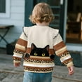 thumbnail image 5 of Xixirimido Cat Leopard Stripes Print Toddler Girls Fall Winter Sweatshirt Long Sleeve Ruffle Trim Pullover Top Cute Graphic Crewneck Sweater Outfit, for 4-5T, 5 of 7