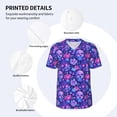 thumbnail image 3 of Zufioo blue Skull purple flower1 Print Men's Baseball Short Sleeve, Moisture Wicking Button-Down Hip Hop Tee-Medium, 3 of 7