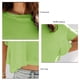 thumbnail image 4 of Top de punto de manga corta con cuello redondo para mujer, suéter elegante de manga con volantes de Color liso, blusa para citas, 4 of 5