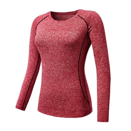 OmicGot Sports Womens Compression Shirt Long Sleeve Tops Running Yoga  Workout Athletic Seamless Shirts Base Layer