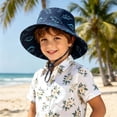 thumbnail image 2 of Krdevn Cartoon Dinosaur Print Kids Wide Brim Sun Hat Adjustable Chin Strap Beach Cap for Toddler Boys Girls, 2 of 4