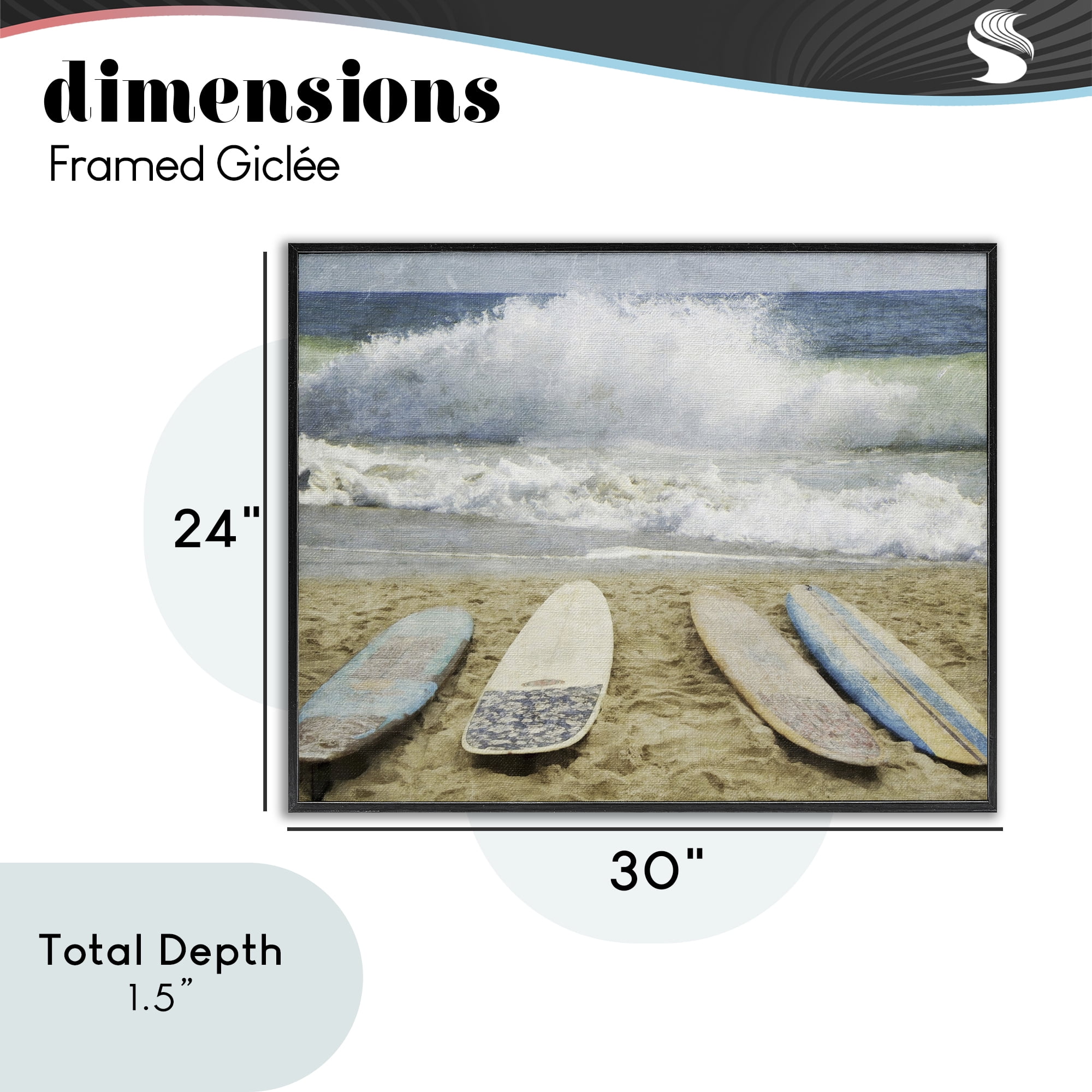 Stupell Industries Surfboards At The Ready Black Framed Giclee Art, design by Grotto Studios