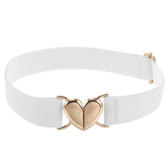 HOMEMAXS Goth Belt Buckle Belt Love Elastic Belt 58.00X4.10X1.00CM White