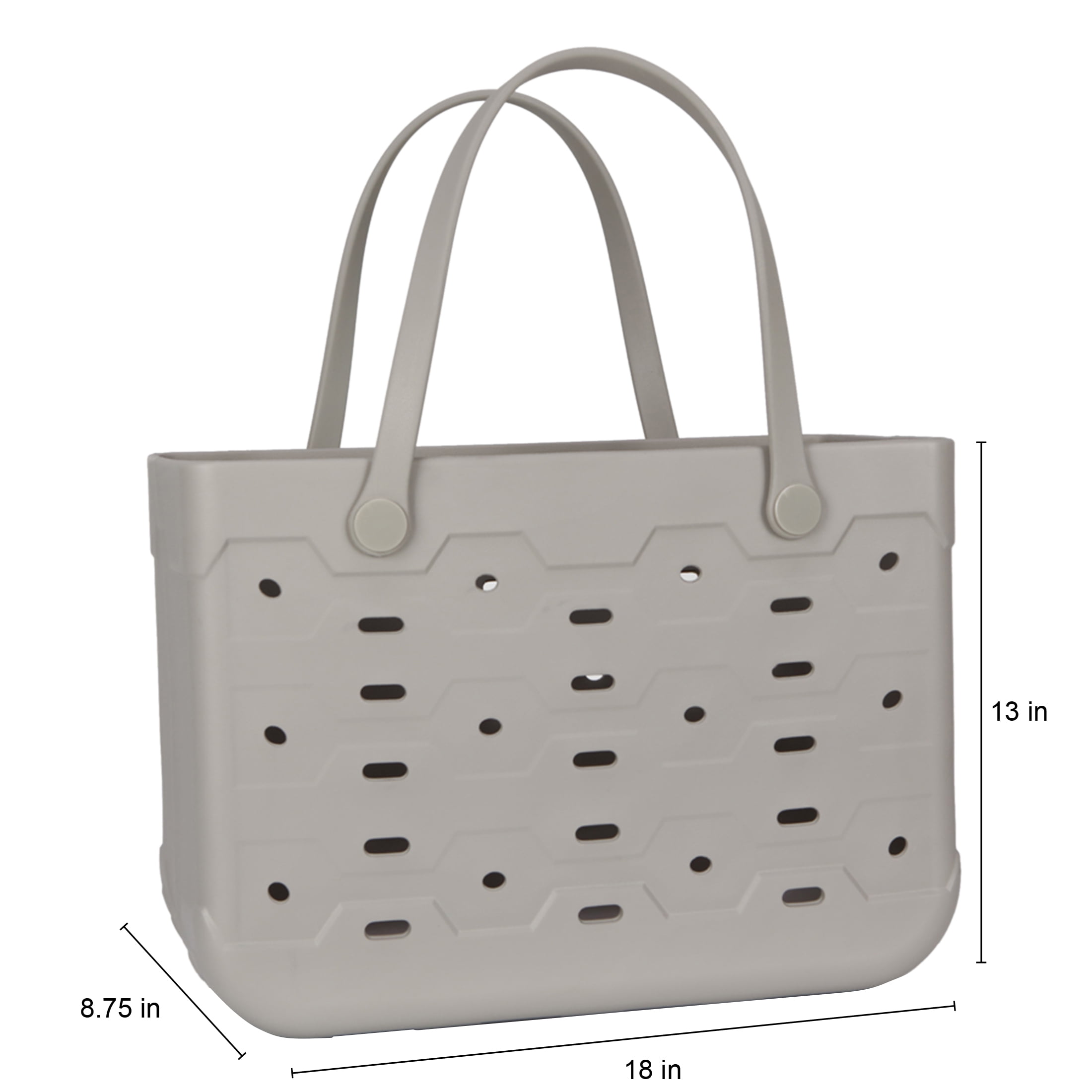 Mainstays Large All Purpose Flex Laundry Tote, Washed Stone – Waterproof & Washable – 18" W x 8.75" D x 13" H