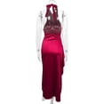 thumbnail image 2 of TaTaai Womens Elegant Halter Neck Dress Mock Neck Sleeveless Satin Ruched Bodycon High Split Solid Color Glossy Midi Dress for Evening Formal Event Gift, 2 of 9