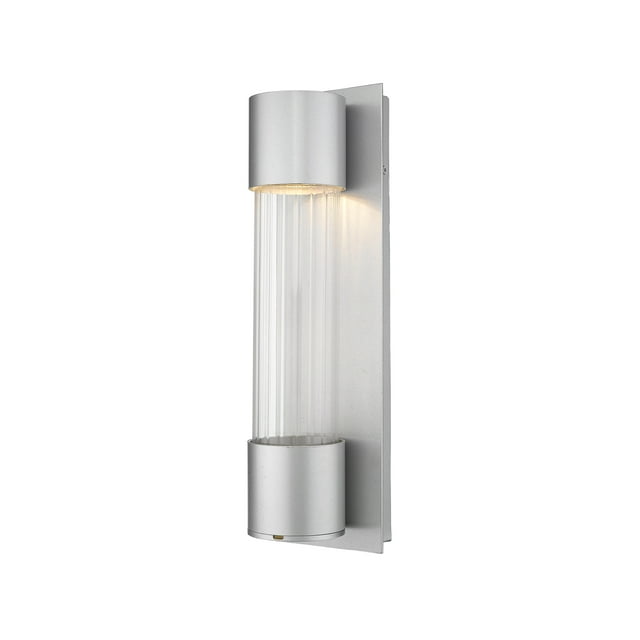 Z-Lite Striate Contemporary Outdoor Wall Sconce 1 Light Clear Optic Glass Silver
