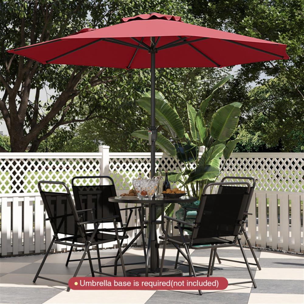 Topcobe Outdoor Heavy Duty Market Umbrella with Crank Handle and 8 Sturdy Ribs, Outdoor Patio Table Umbrella for Garden Backyard Pool Deck-Red