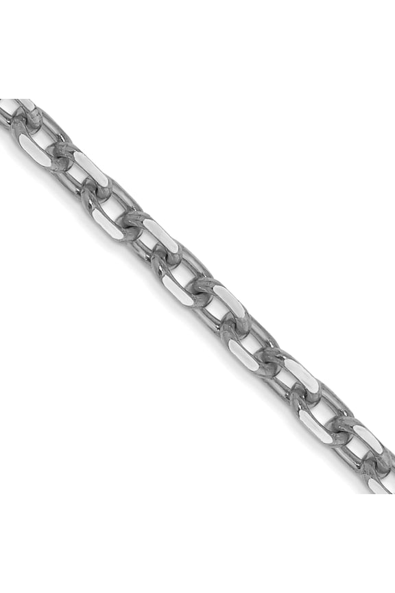 14K White Gold Wg 3mm D/C Round Open Link Cable Chain (16 X 3) Made In Peru pen200-16