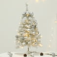 thumbnail image 5 of White Christmas Tree, LED Lighted Christmas Tree, Small Tabletop Christmas Tree with Bow Top and 16 Ornaments, Compact Plastic Holiday Decoration 17.72x7.87x7.87 Inches, 5 of 6