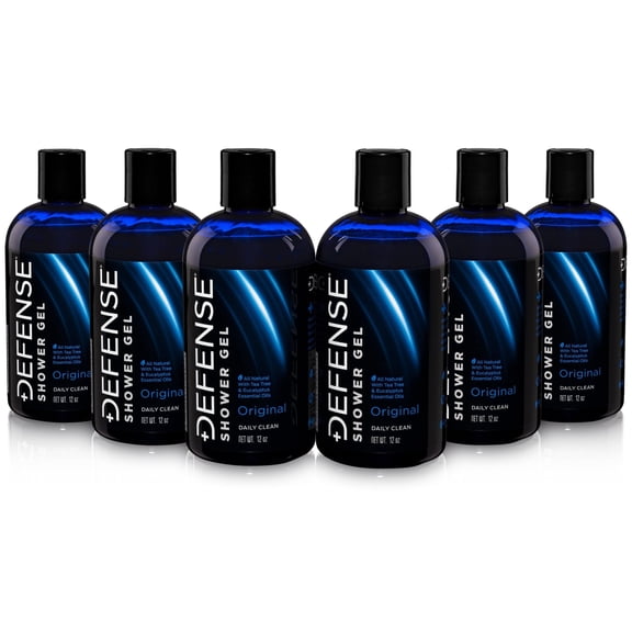 Defense Soap Body Wash Shower Gel 12 Oz (Pack of 6)| 100% Natural Tea Tree Oil and Eucalyptus Oil Helps Wash Away Ringworm, Jock Itch, Athlete's Foot, Psoriasis, Yeast, and Body Odor