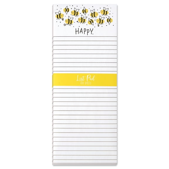 Current Bee Happy List Pad – Set of 1, 100-Sheet Pad, 4x10 Inches, Memo Pad, Shopping List, To-Do Notes, Office Organizer