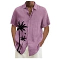 thumbnail image 2 of Huresd Mens Short Sleeve Button Down Shirts Palm Tree Hawaiian Shirts Lighweight Turndown Collar Tropical Beach Shirts for Men Pink 3XL, 2 of 5