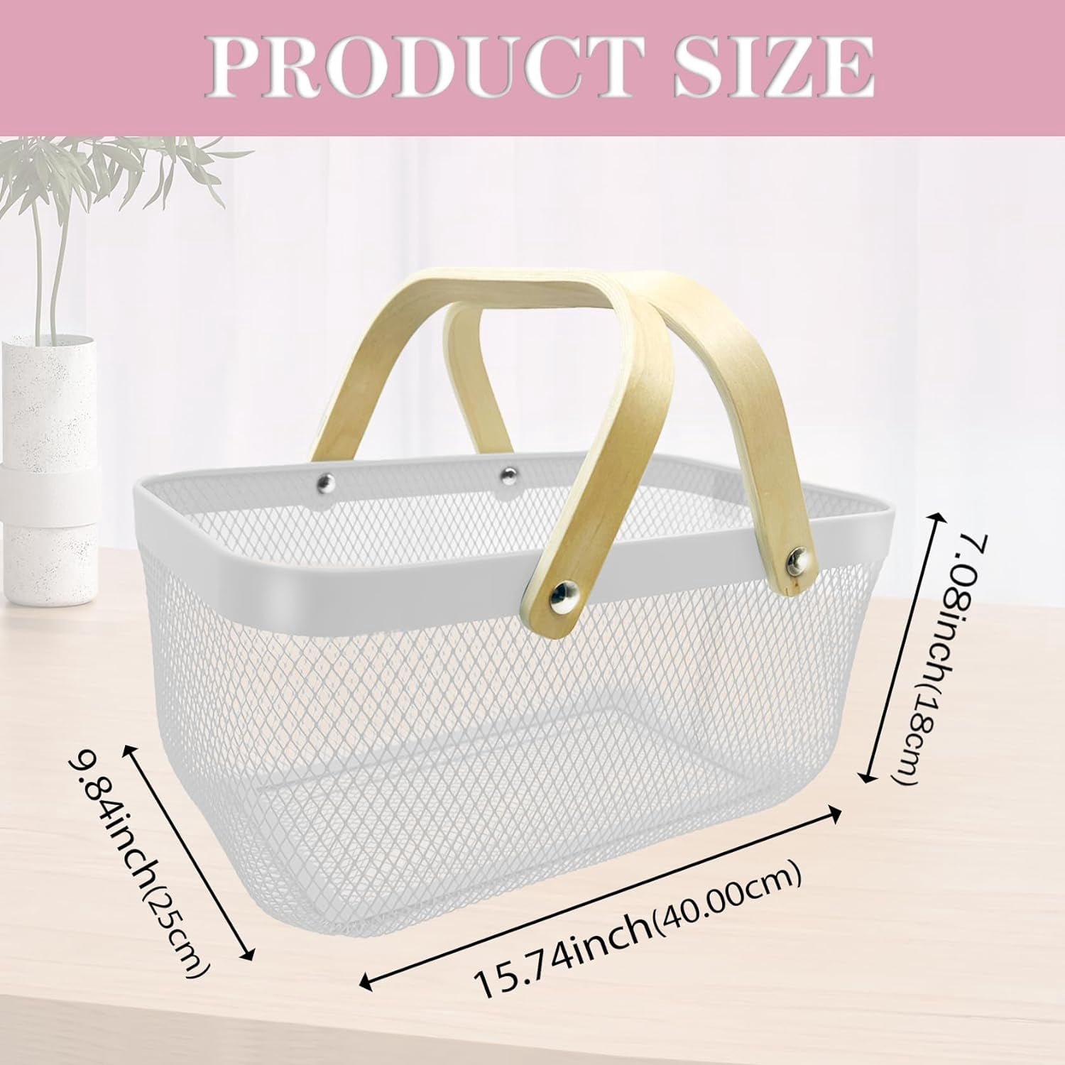 Picnic Harvest Basket Wire Metal Mesh Steel Garden Basket - Produce Storage Basket Multi-Functional Fruit Vegetable Egg Picking Baskets with Handles - Ideal for Kitchen, Bathroom