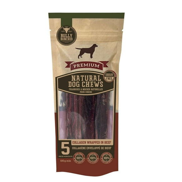 Bully Bunches 6 Pouces De Collagène De Boeuf Enveloppé Dans Du Boeuf (100g min) Chiens à mâcher sûrs et sains