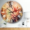 thumbnail image 2 of Designart 'Grunge Art with Flower and Splashes' Traditional wall clock, 2 of 3