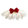 thumbnail image 2 of Reheyre Adorable Pet Bandana - Soft Texture - Fashionable Flocking Bowknot Lace Collar - with Bell - for Puppies, 2 of 8