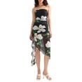 thumbnail image 1 of Gupgi Robe Noire à Fleurs pour Femmes, Coupe Ajustée, Robe Tube Sans Manches, Sans Bretelles, Midi en Maille, 1 of 9