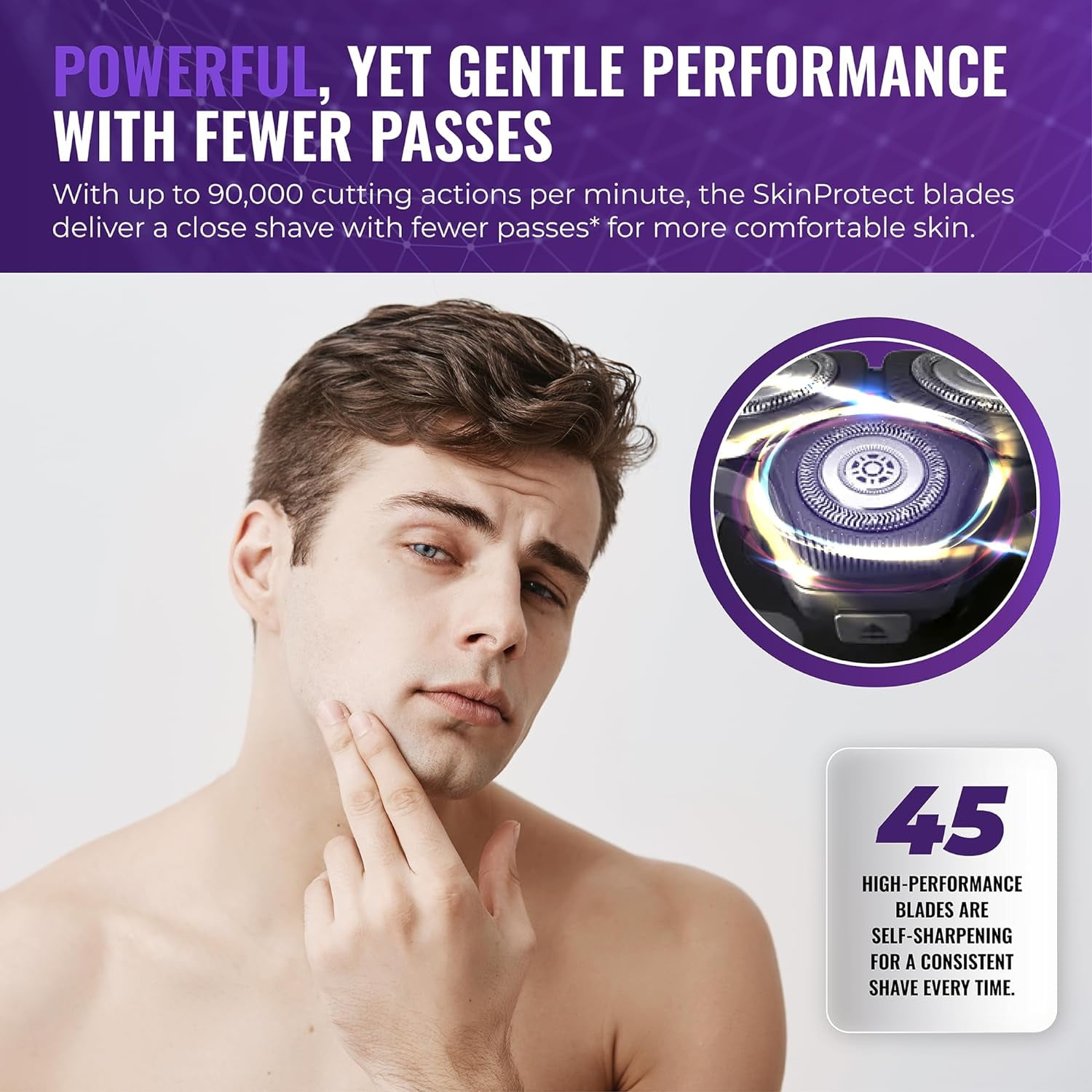 Philips Norelco Shaver 6600 with SenseIQ Technology, Series 6000.SkinProtect Blades, 360° Contour Heads and Smart Hair Sensor