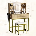 Compact Dressing Table Set Amkui Modern Fluted Makeup Vanity with LED Mirror, 3 Drawers & 4 ...
