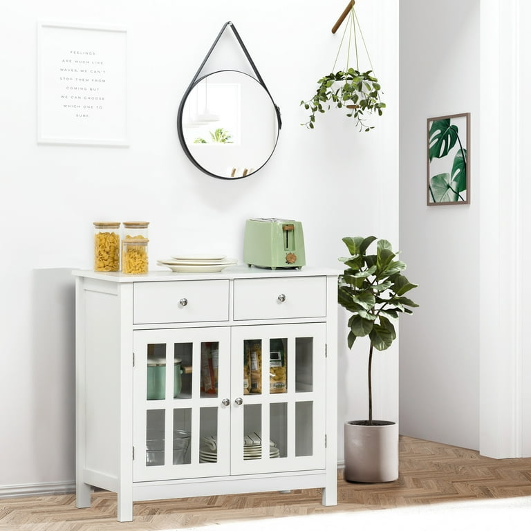 White console table cheap with glass doors