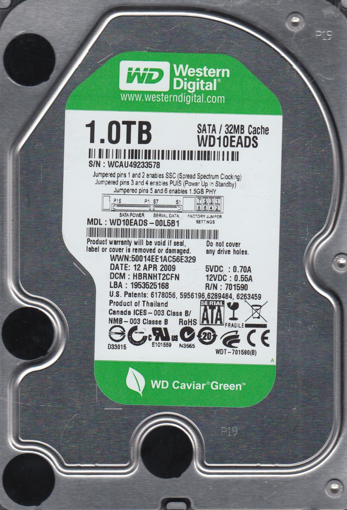 WD10EURS-630AB1、DCM DBRNHT2MGB、Western Digital 1TB SATA 3.5ハードドライブ。並行輸入 WD10EURS-630AB1, DCM DBRNHT2MGB, Western Digital 1TB SATA 3.5 Hard